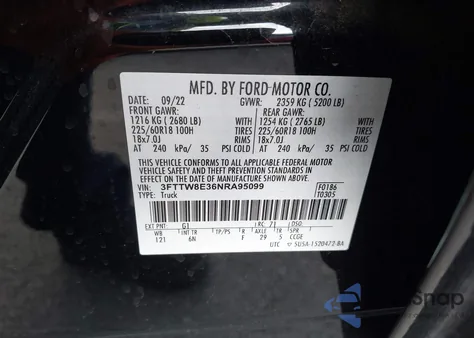 2022 Ford Maverick Lariat из США, поврежденный, VIN 3FTTW8E36NRA95099